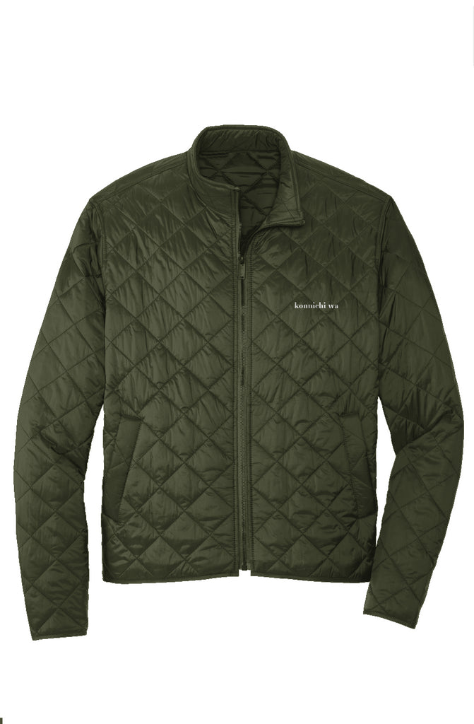 Olive Quilted Full-Zip Jacket